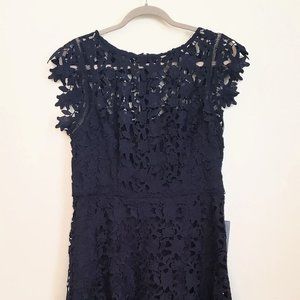 Navy Lace Asymmetrical Dress